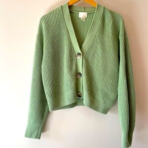 Divided by H&M Green Button-Up Women's Sweater Cardigan